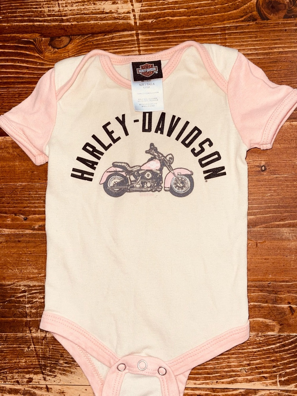 Harley-Davidson Pink & White Baby Onesie 6-9months